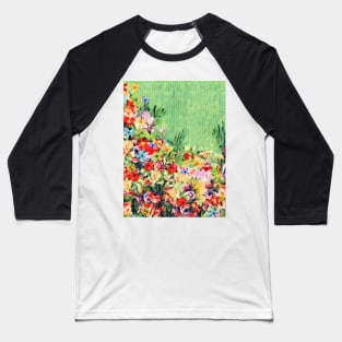 Floral and Crepe Pattern Baseball T-Shirt